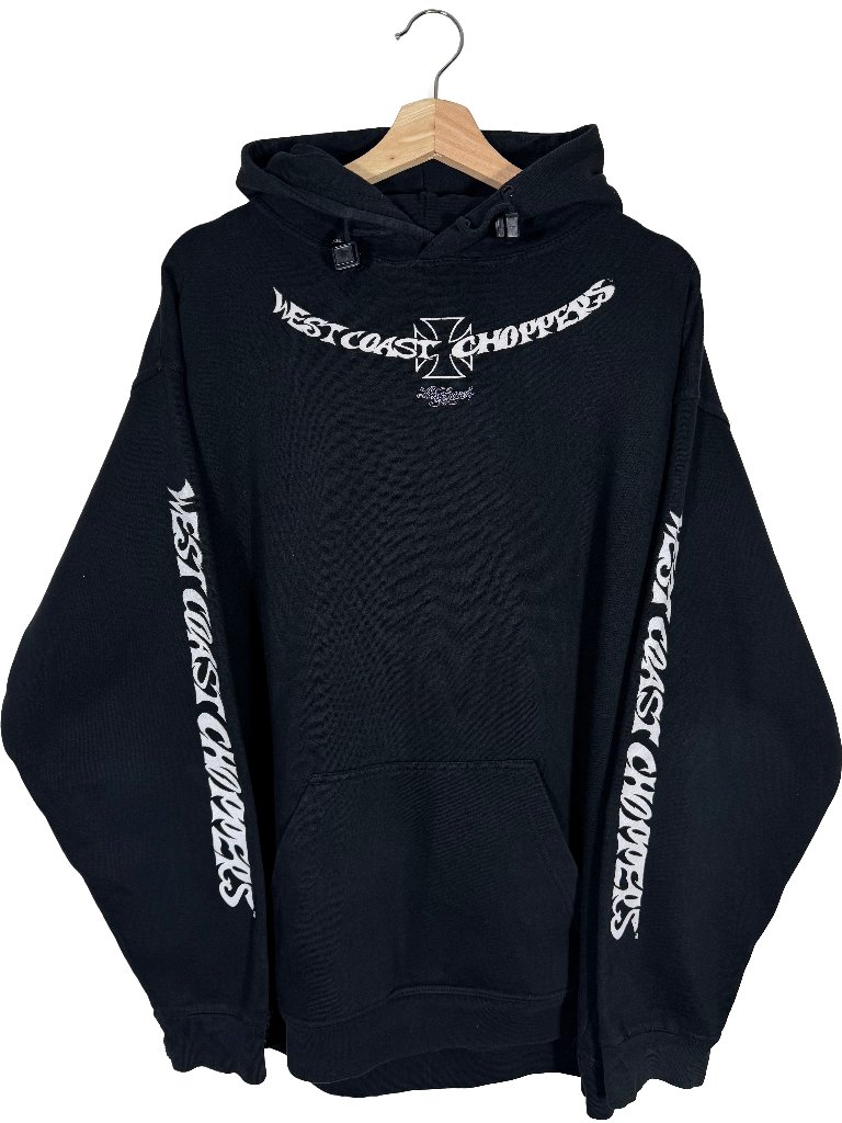 Vintage Westcoast Choppers Laguna Beach Distressed Pullover Hoodie Black Mens L
